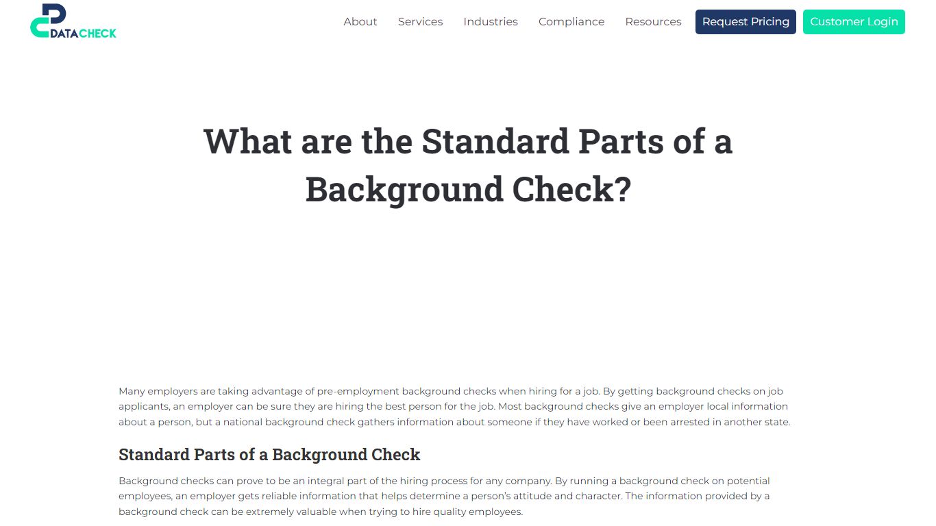 What are the Standard Parts of a Background Check? - Datacheck